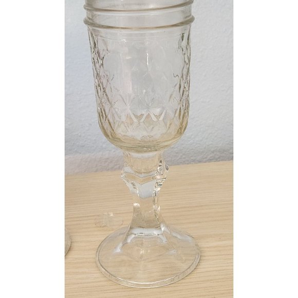 Clear Glass 2 pc Red Neck Wine Glasses with lid 8" Tall 4" Glass 4" Stem - Picture 3 of 10